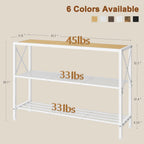 Rustic Gold Console Table with 3-Tier Storage Shelves for Entryway & Living Room