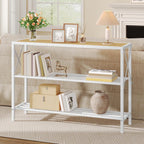 Rustic Gold Console Table with 3-Tier Storage Shelves for Entryway & Living Room