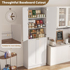 80" Tall Farmhouse Pantry Cabinet, Arched Doors, Freestanding Kitchen Storage Organizer
