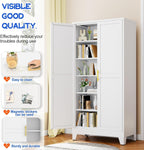 Tall White Steel Storage Cabinet, 2 Doors, 5 Adjustable Shelves