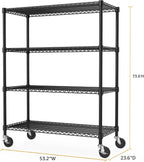 Heavy Duty Carbon Steel Shelving Unit with Wheels, Adjustable Garage Storage Rack