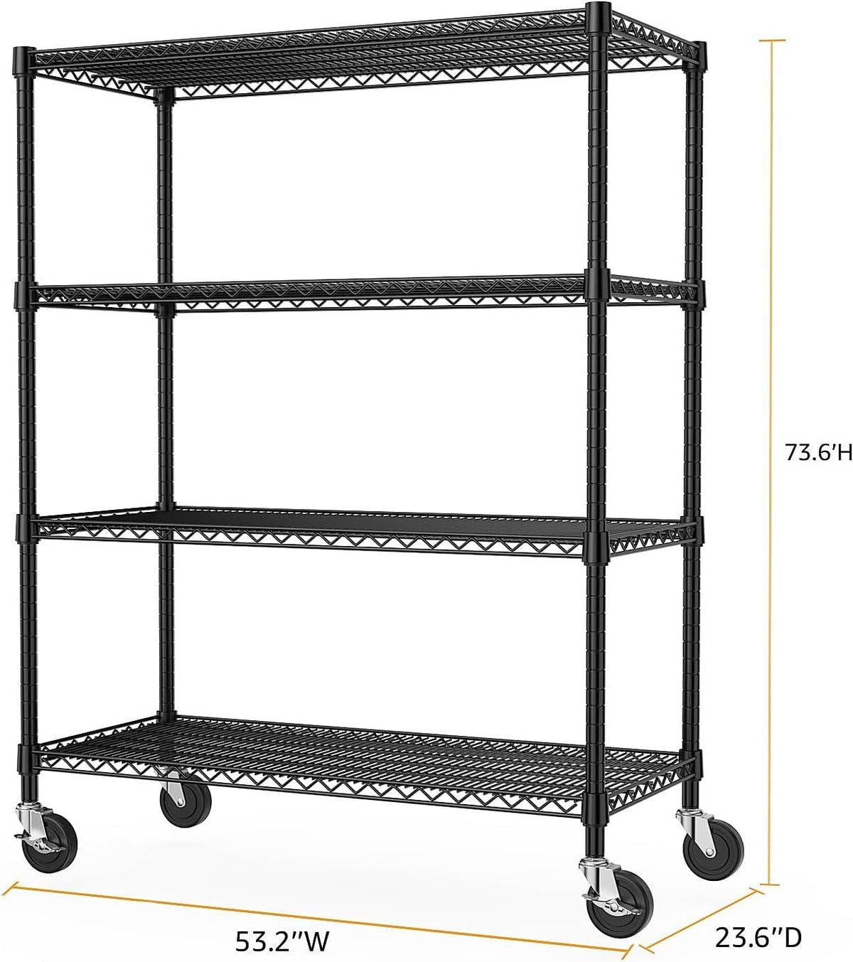 Heavy Duty Carbon Steel Shelving Unit with Wheels, Adjustable Garage Storage Rack