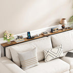 2-Pack Narrow Console Table, Adjustable Height, Rustic Industrial Sofa Table