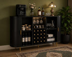 Mid Century Modern Wine Bar Cabinet with LED Lights & USB Ports