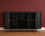 Mid Century Modern Wine Bar Cabinet with LED Lights & USB Ports