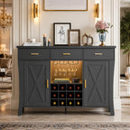 Modern LED Wine Bar Cabinet – Retro Storage Sideboard with Wine Rack & Glass Holder
