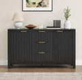 47.2" Black Fluted Sideboard Buffet Cabinet with Storage Drawers, Modern Credenza Console Table for Kitchen, Dining Room & Living Room