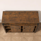 MWOOD Farmhouse Buffet Sideboard Cabinet with Storage, Sliding Door TV Console & Open Shelves for Living Room, Entryway  Kitchen