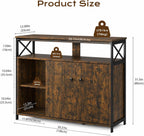 MWOOD Farmhouse Buffet Sideboard Cabinet with Storage, Sliding Door TV Console & Open Shelves for Living Room, Entryway  Kitchen