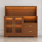 Wine Bar Cabinet with LED Lights & Glass Doors – Modern Storage Sideboard Buffet Cabinet