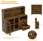 Rustic Farmhouse Coffee Bar Cabinet with LED Lights, Kitchen Storage Station