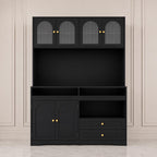 Modern Farmhouse Coffee Bar & Wine Cabinet with LED Lights  Charging Station