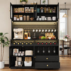 Modern Farmhouse Coffee Bar & Wine Cabinet with LED Lights  Charging Station