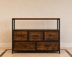 TV Stand Dresser with 5 Fabric Drawers – Modern Storage Console for Bedroom & Living Room