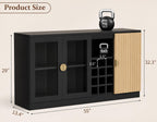 Modern LED Wine Bar Cabinet with Glass Doors & Storage