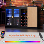 Modern LED Wine Bar Cabinet with Glass Doors & Storage