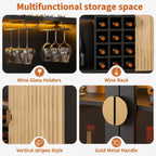 Modern LED Wine Bar Cabinet with Glass Doors & Storage