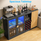 Modern LED Wine Bar Cabinet with Glass Doors & Storage