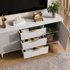 Modern Fluted Sideboard Cabinet, Mid-Century Wood Storage Buffet