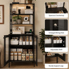 Farmhouse Coffee Bar Cabinet, RGB LED Lights, Built-In Charging Station, Glass Doors
