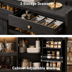 Modern Buffet Cabinet with Charging Station, LED Lights & Pull-Out Storage Shelf