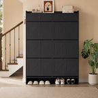 Large Farmhouse Shoe Cabinet with 6 Flip Drawers & 2 Top Drawers