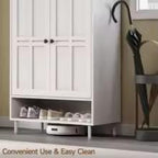 Farmhouse White Shoe Storage Cabinet, 6-Tier Entryway Organizer, Adjustable Shelves