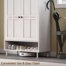 Farmhouse White Shoe Storage Cabinet, 6-Tier Entryway Organizer, Adjustable Shelves