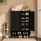 Farmhouse White Shoe Storage Cabinet, 6-Tier Entryway Organizer, Adjustable Shelves