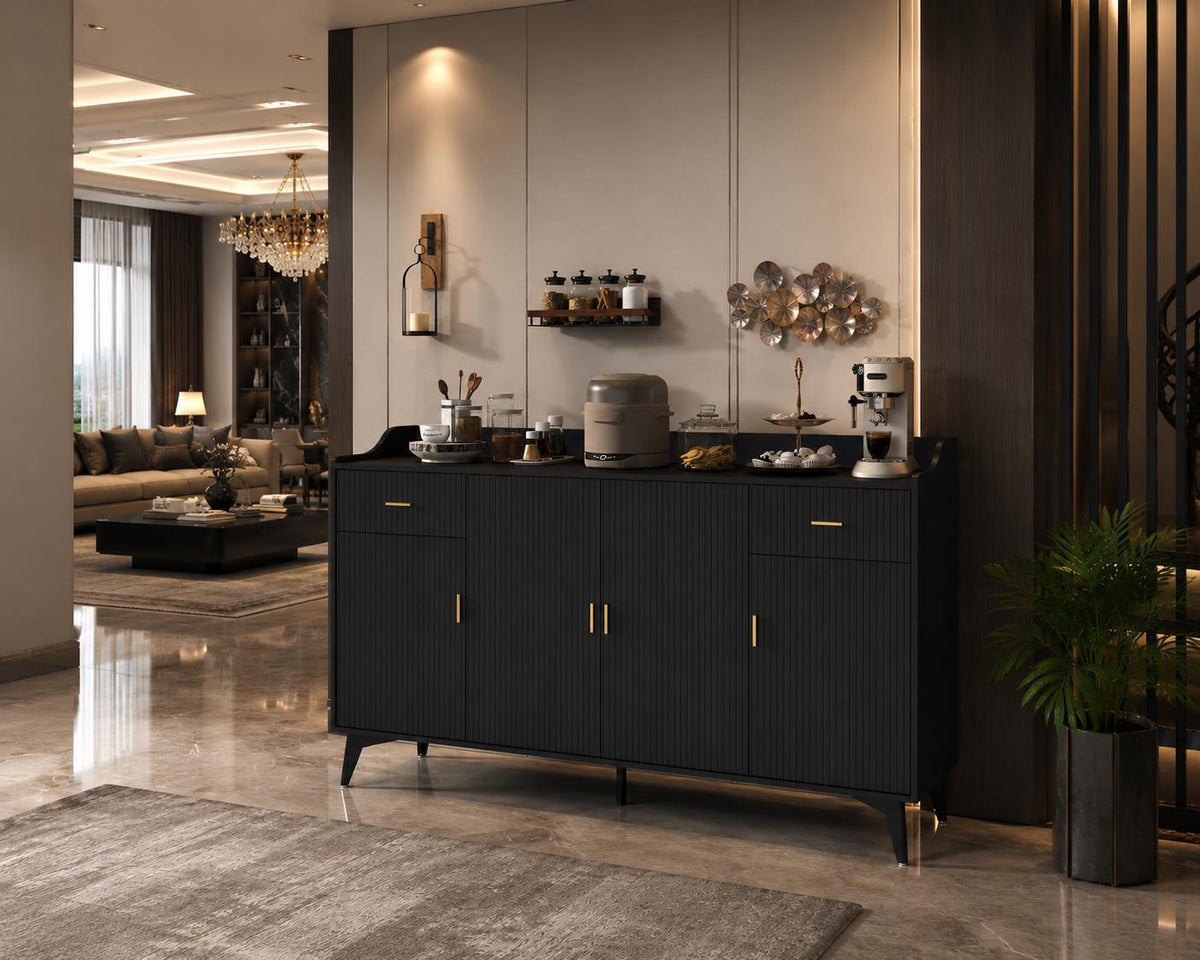 Black Sideboard Buffet Cabinet with Storage