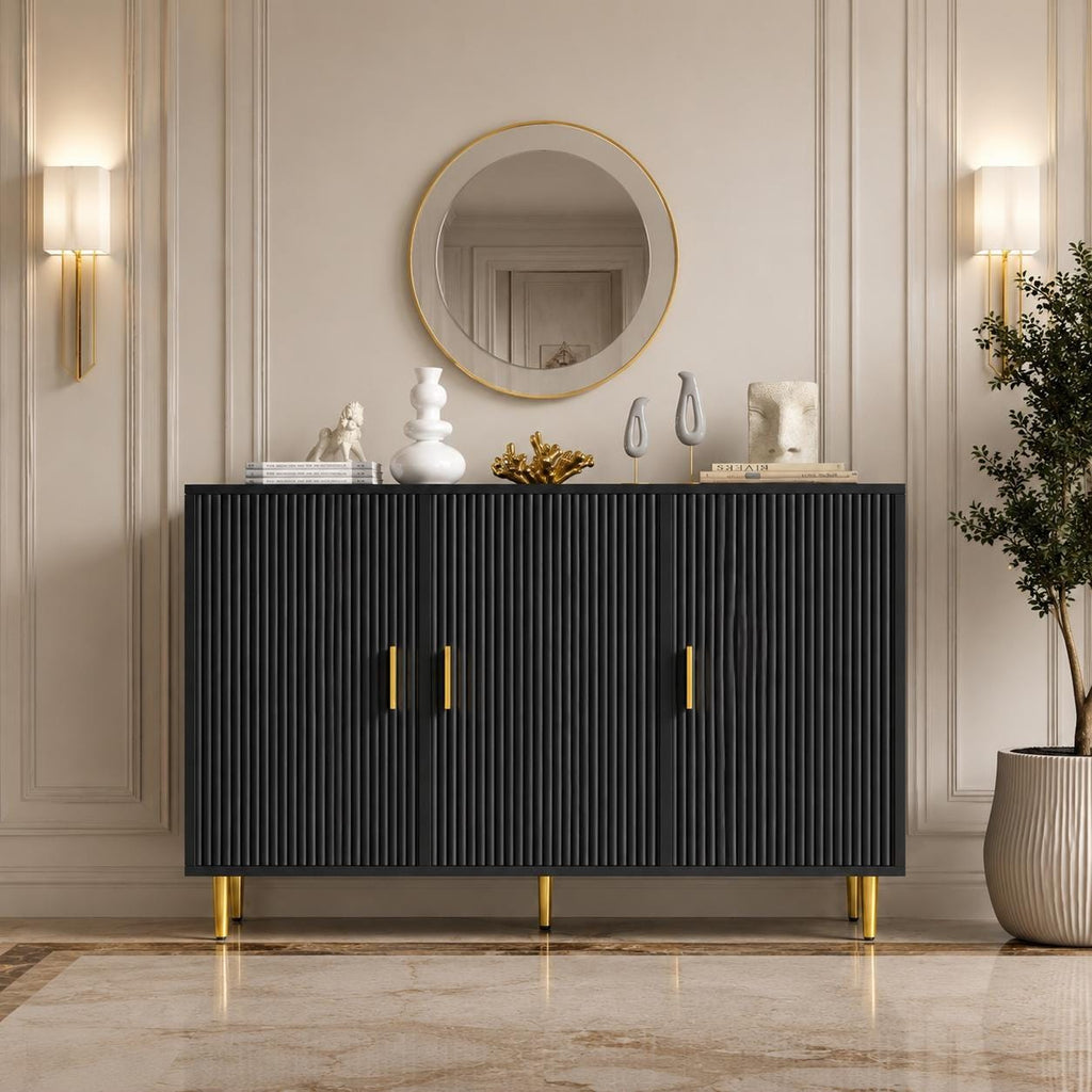 Modern Fluted Buffet Cabinet – 47.2" Sideboard Storage for Dining Room