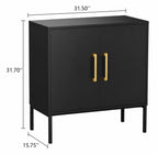Modern Black Sideboard Buffet Cabinet with Gold Handles & Storage