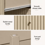 Modern Beige Fluted 6 Drawer Dresser – Water-Resistant Chest Organizer