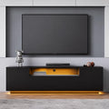 Galaxhero 65 Inch TV Stand with LED Lights Modern Entertainment Center with Storage Cabinet Black TV Console for Living Room