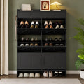 Modern 6-Tier Shoe Cabinet with 2 Drawers – Black Entryway Organizer Storage
