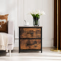 Rustic Modern Nightstand, 2 Drawer Wooden Bedside Table, Farmhouse Storage Cabinet
