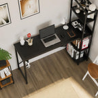 Modern Industrial Computer Desk with Power Outlet & Reversible Storage Shelves