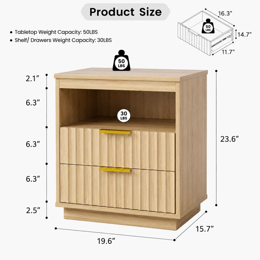Smart LED Light Bedside Table with Charging Station