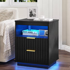Smart LED Light Bedside Table with Charging Station
