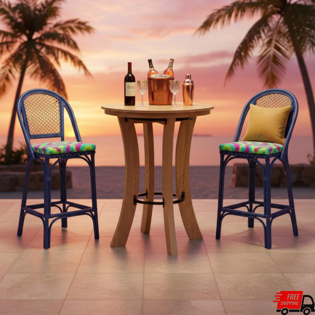 Round Oak Bar Table for Small Spaces