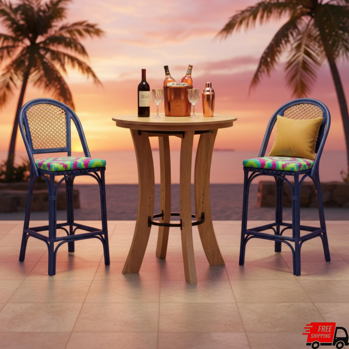 Round Oak Bar Table for Small Spaces