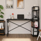 Industrial Computer Desk with Bookshelf, Rustic Wood Metal Study Table