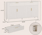 Modern Fluted Sideboard Cabinet, Mid-Century Coffee Bar Buffet Storage Drawer