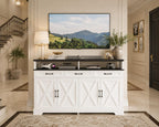 Farmhouse Buffet Cabinet with Charging Station, 63" Sideboard, 4 Doors, 3 Drawers, Coffee Bar