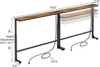 Adjustable Height Sofa Table with 2 Outlets, 78.8" Long Slim Console Table