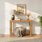 Solid Wood Console Table, Modern Walnut Entryway Sofa Table