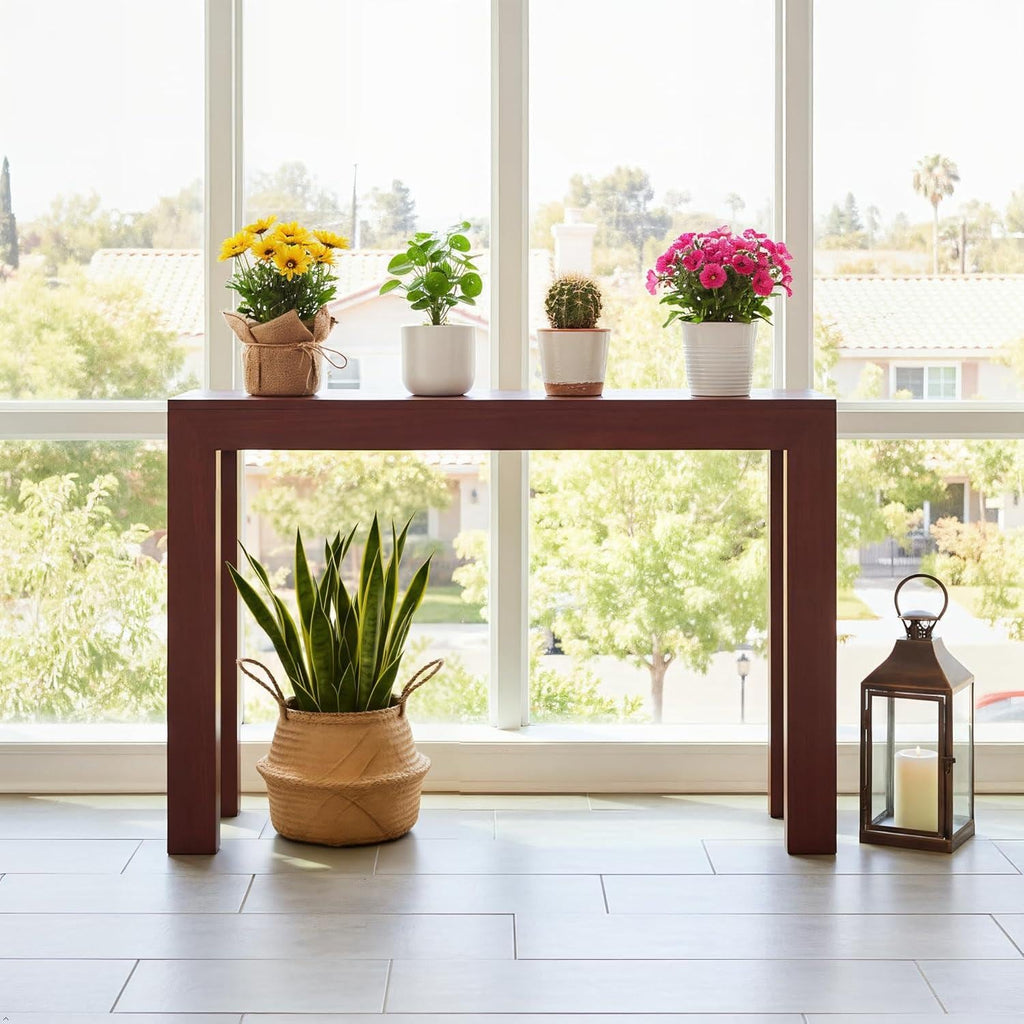 Solid Wood Console Table, Modern Walnut Entryway Sofa Table