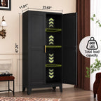 GAIOUS Black Metal Storage Cabinet with 2 Doors & 3 Adjustable Shelves – Heavy Duty Kitchen Pantry, Utility Storage Cupboard for Laundry