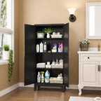 GAIOUS Black Metal Storage Cabinet with 2 Doors & 3 Adjustable Shelves – Heavy Duty Kitchen Pantry, Utility Storage Cupboard for Laundry