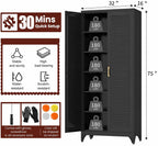 Heavy-Duty Steel Pantry Cabinet – 75" Tall Storage Organizer, Adjustable Shelves, Anti-Tip Safety